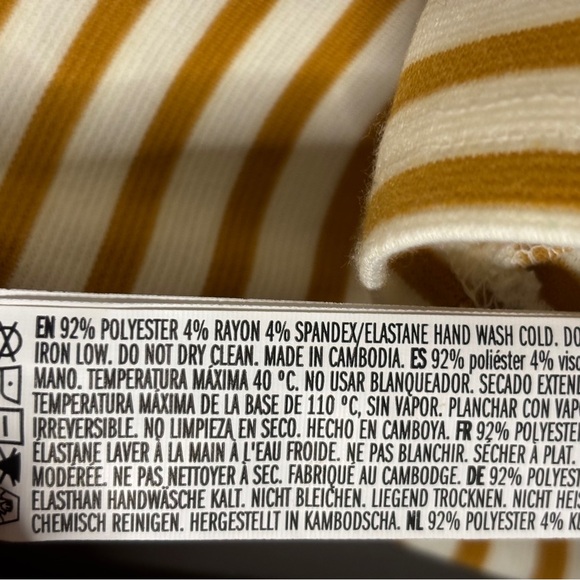 Forever 21 New Long Sleeve Striped Dress Mustard White Size S - Picture 6 of 8